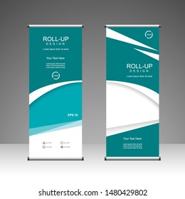 Roll up banner stand template design, for brochure, flyer, infographics. modern advertising. vector illustration