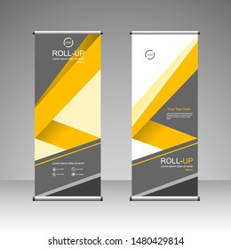 Roll up banner stand template design, for brochure, flyer, infographics. modern advertising. vector illustration