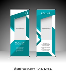 Roll up banner stand template design, for brochure, flyer, infographics. modern advertising. vector illustration