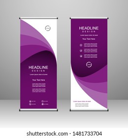 Roll up banner stand template design, for brochure, flyer, infographics. modern advertising. vector illustration