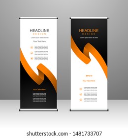 Roll up banner stand template design, for brochure, flyer, infographics. modern advertising. vector illustration