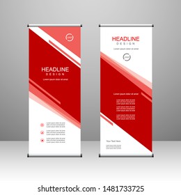 Roll up banner stand template design, for brochure, flyer, infographics. modern advertising. vector illustration