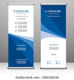 Roll up banner stand template design, for brochure, flyer, infographics. modern advertising. vector illustration