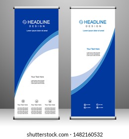 Roll up banner stand template design, for brochure, flyer, infographics. modern advertising. vector illustration