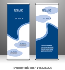 Roll up banner stand template design, for brochure, flyer, infographics. modern advertising. vector illustration