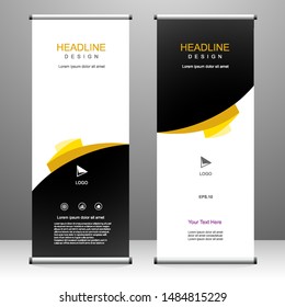 Roll up banner stand template design, for brochure, flyer, infographics. modern advertising. vector illustration