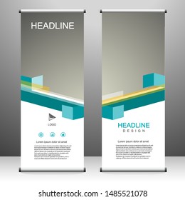 Roll up banner stand template design, for brochure, flyer, infographics. modern advertising. vector illustration