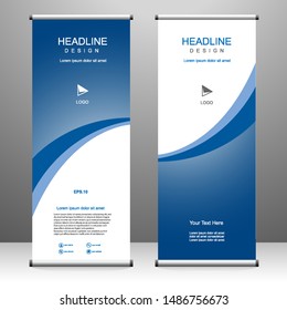 Roll up banner stand template design, for brochure, flyer, infographics. modern advertising. vector illustration