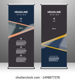 Roll up banner stand template design, for brochure, flyer, infographics. modern advertising. vector illustration