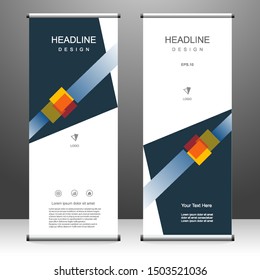 Roll up banner stand template design, for brochure, flyer, infographics. modern advertising. vector illustration