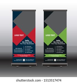 Roll up banner stand template design, Blue banner layout, advertisement
vector illustration.