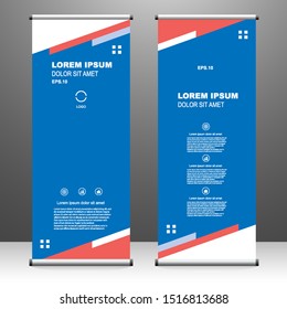 Roll up banner stand template design, for brochure, flyer, infographics. modern advertising. vector illustration