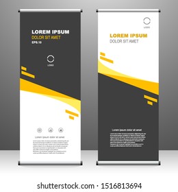 Roll up banner stand template design, for brochure, flyer, infographics. modern advertising. vector illustration