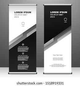 Roll up banner stand template design, for brochure, flyer, infographics. modern advertising. vector illustration