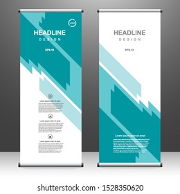 Roll up banner stand template design, for brochure, flyer, infographics. modern advertising. vector illustration