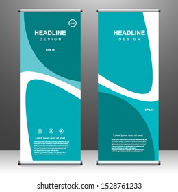 Roll up banner stand template design, for brochure, flyer, infographics. modern advertising. vector illustration