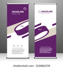 Roll up banner stand template design, for brochure, flyer, infographics. modern advertising. vector illustration