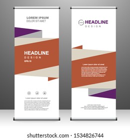 Roll up banner stand template design, for brochure, flyer, infographics. modern advertising. vector illustration