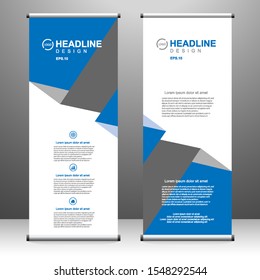Roll up banner stand template design, for brochure, flyer, infographics. modern advertising. vector illustration