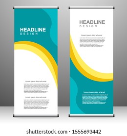 Roll up banner stand template design, for brochure, flyer, infographics. modern advertising. vector illustration