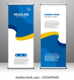 Roll up banner stand template design, for brochure, flyer, infographics. modern advertising. vector illustration