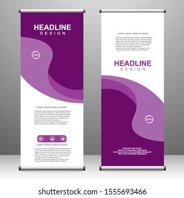 Roll up banner stand template design, for brochure, flyer, infographics. modern advertising. vector illustration