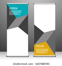 Roll up banner stand template design, for brochure, flyer, infographics. modern advertising. vector illustration