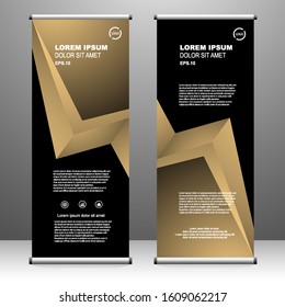 Roll up banner stand template design, for brochure, flyer, infographics. modern advertising. vector illustration