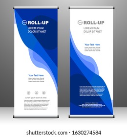 Roll up banner stand template design, for brochure, flyer, infographics. modern advertising. vector illustration