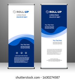 Roll up banner stand template design, for brochure, flyer, infographics. modern advertising. vector illustration