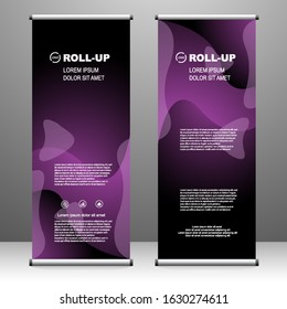 Roll up banner stand template design, for brochure, flyer, infographics. modern advertising. vector illustration