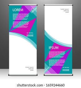 Roll up banner stand template design, for brochure, flyer, infographics. modern advertising. vector illustration