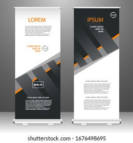 Roll up banner stand template design, for brochure, flyer, infographics. modern advertising. vector illustration