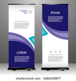Roll up banner stand template design, for brochure, flyer, infographics. modern advertising. vector illustration