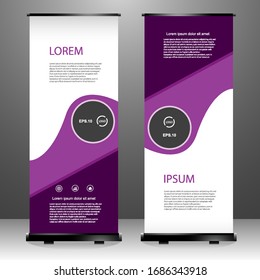 Roll up banner stand template design, for brochure, flyer, infographics. modern advertising. vector illustration