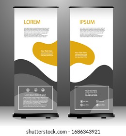 Roll up banner stand template design, for brochure, flyer, infographics. modern advertising. vector illustration