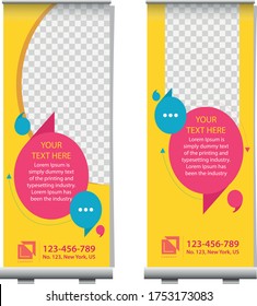 Roll up banner stand template design, Yellow banner layout, advertisement, pull up, Abstract background, vector illustration, business flyer, display, x-banner, flag-banner, infographics, presentation