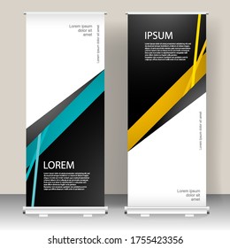 Roll up banner stand template design, for brochure, flyer, infographics. modern advertising. vector illustration