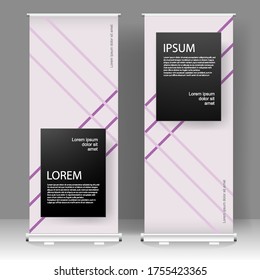 Roll up banner stand template design, for brochure, flyer, infographics. modern advertising. vector illustration