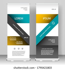 Roll up banner stand design, para folletos, volantes, infografías. publicidad moderna. ilustración vectorial