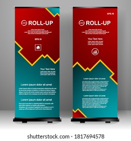 Roll up banner stand design, para folletos, volantes, infografías. publicidad moderna. ilustración vectorial