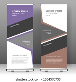 Roll up banner stand template design, for brochure, flyer, infographics. modern advertising. vector illustration