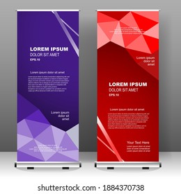 Roll up banner stand template design, for brochure, flyer, infographics. modern advertising. vector illustration