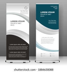 Roll up banner stand design, para folletos, volantes, infografías. publicidad moderna. ilustración vectorial