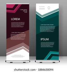 Roll up banner stand template design, for brochure, flyer, infographics. modern advertising. vector illustration