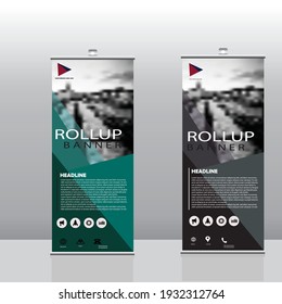 Roll-up Banner-Ständer-Design, Werbung, ziehen, Vektorgrafik, Geschäftsflyer, Display, x-Banner, Flaggen-Banner, Infografiken, Präsentation