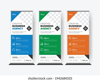 Roll up banner stand template design layout, advertisement, pull up, vector, x-banner