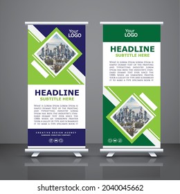 Roll up banner stand template design, business brochure flyer banner design vertical template vector, cover presentation abstract geometric background, modern publication x-banner and flag-banner.