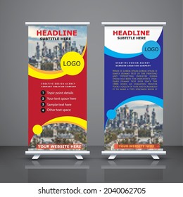 Roll-up-Banner-Ständer-Design, vertikale Vorlage, Vektorgrafik, abstrakter, geometrischer Hintergrund der Titelpräsentation, modernes Zeitschriftendesign, x-Banner und Flaggenbanner, Teppichdesign