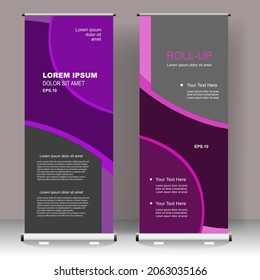 Roll up banner stand template design, for brochure, flyer, infographics. modern advertising. vector illustration